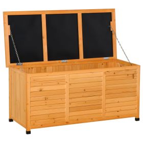 75 Gallon Deck Box Wooden Outdoor Storage Container Aerating Gap Weather-Resistant Yellow