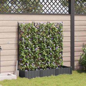 Garden Planter 3 pcs Black 47.24 x 15.75 x 49.41 in Steel