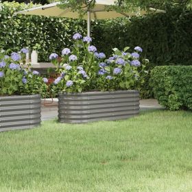 Garden Raised Bed Gray Powder-coated steel Large Durable