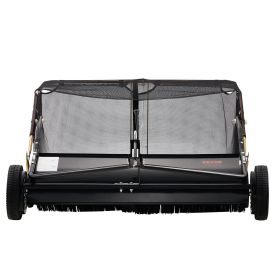 VEVOR 42-inch Lawn Sweeper Tow Behind, 12 cu.ft. Large Pull Behind Grass Sweeper, Heavy Duty Leaf & Grass Collector with Dumping Rope Design