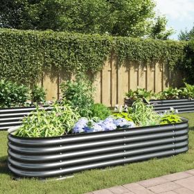 Garden Raised Bed Gray Galvanized Steel Large Durable