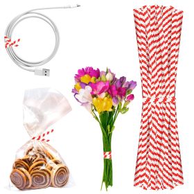 Red and White Metallic Twist Ties for Bags