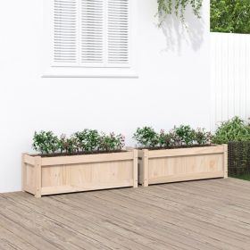 Garden Planter Set of 2 Natural wood Solid pine wood