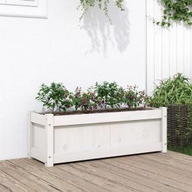 Garden Planter White Solid Pine Wood Medium Decorative Inlays