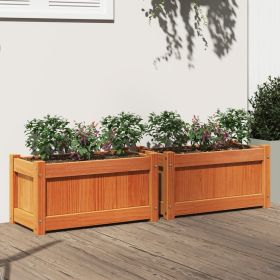 Garden Planter Set of 2 Wax brown Solid pine wood