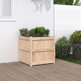 Garden Planter Natural Solid Pine Wood 23.6 in Square