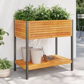 Garden Planter Brown Solid Acacia Wood Medium Garden Planter