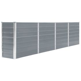 Raised Garden Bed Grey Galvanized Steel Large Durable