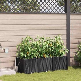 Garden Planter 3 pcs Black Steel (Color: Black)