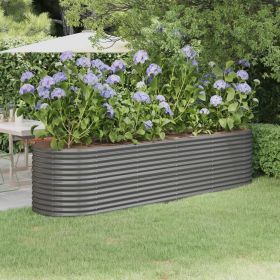 Garden Raised Bed Grey Powder-coated steel Large Durable (Color: Gray)