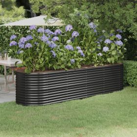 Garden Raised Bed Anthracite Powder-coated steel Large Durable (Color: Anthracite)
